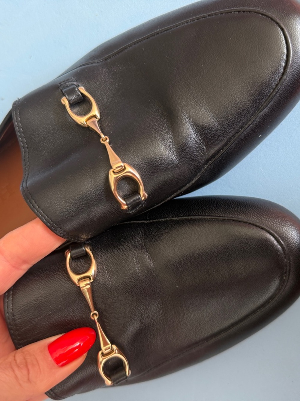 Coach Haley Leather Black Horsebit Loafers with Gold Hardware - Picture 3 of 7